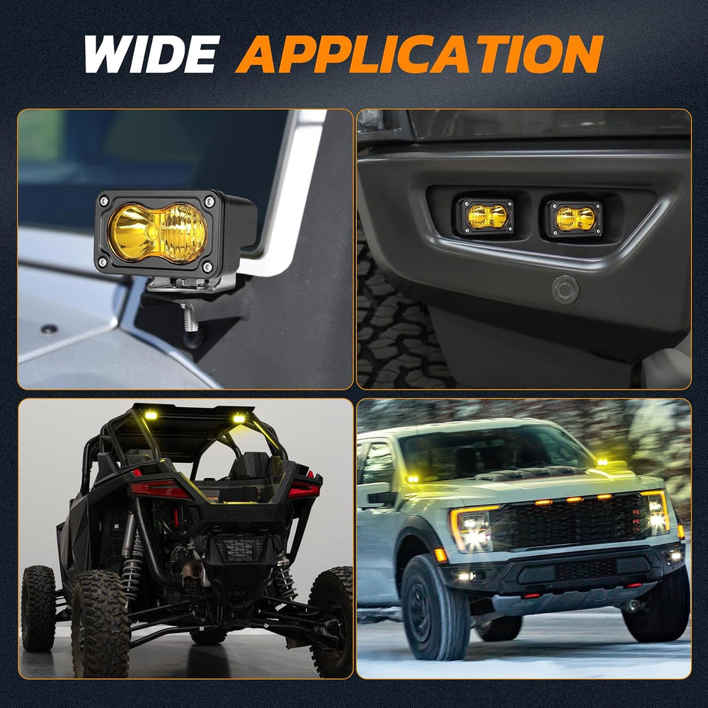 Yellow LED Pods Lights, Rfroad Lighting 3 Inch 40W Ditch Lights Off Road Ligh...