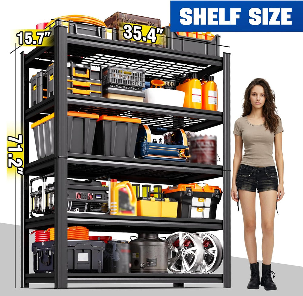 71.2" H-35.4" W Garage Shelving Heavy Duty Storage Shelves, Adjusta...