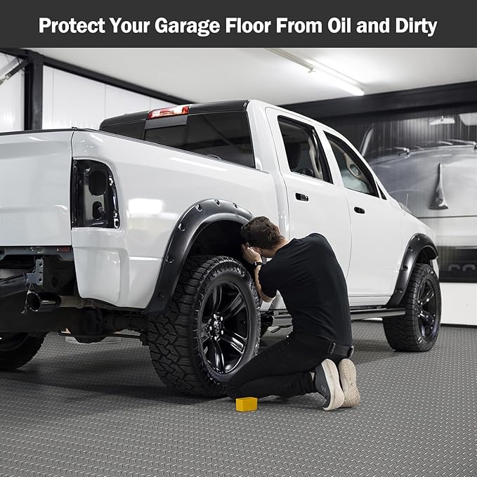 Nisorpa Garage Floor Rubber Mat, 4Ft x 8.2Ft Rubber Flooring Rolls, 1/8 Inch