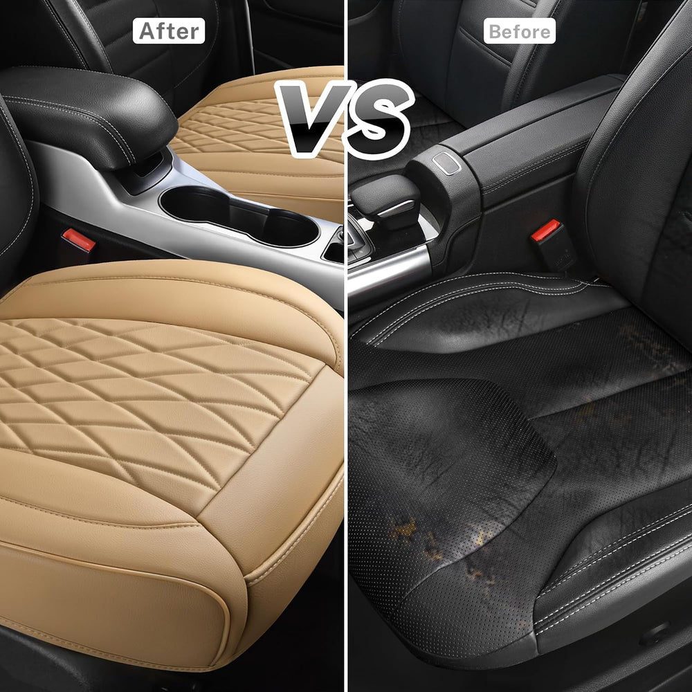 CAR PASS 2 Pack Leather Front Car Seat Covers, Bottom Seat Covers Full Wrappe...