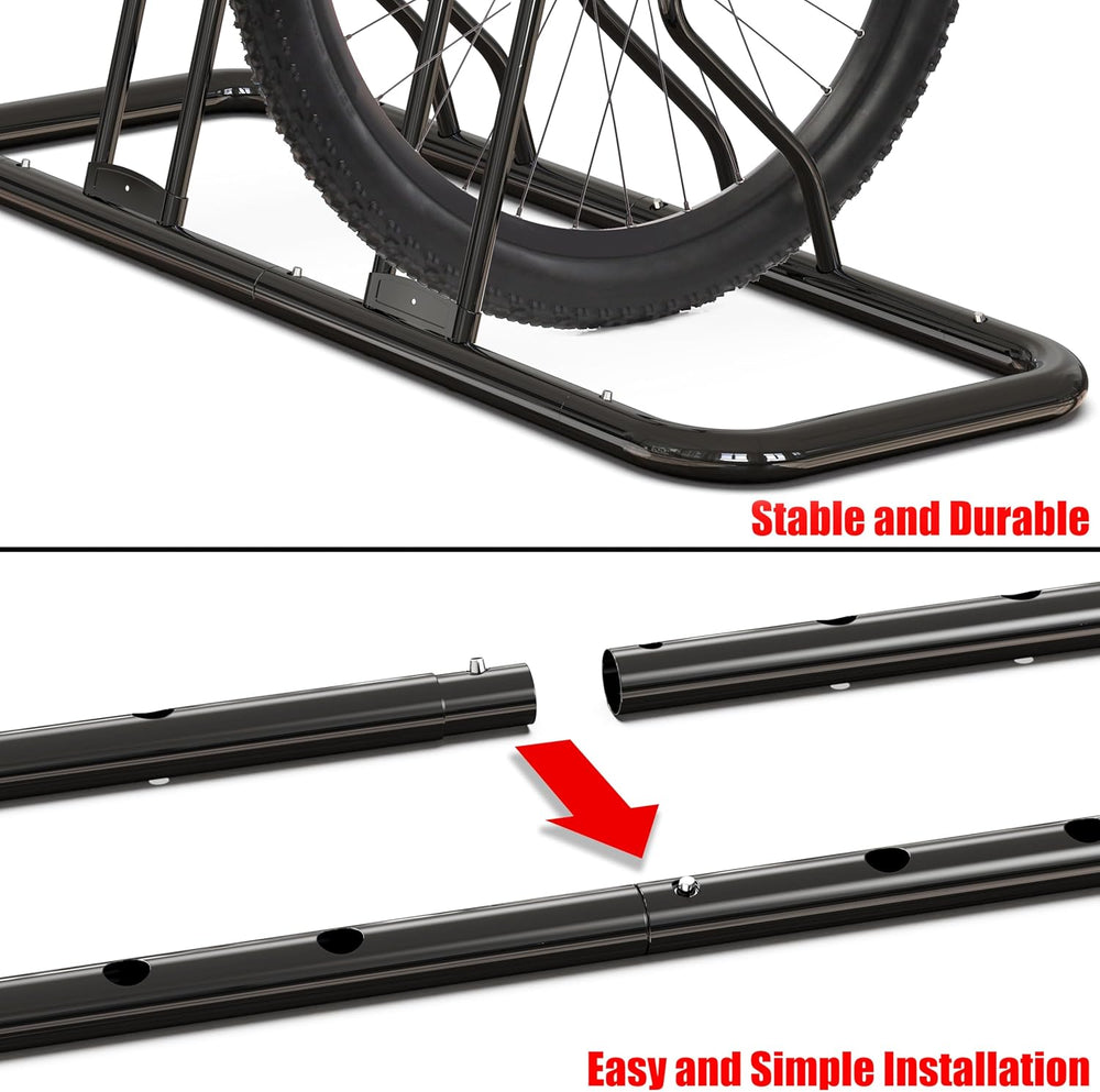 Simple Houseware 2-Bike Adjustable Floor Storage Rack for Garage, Black