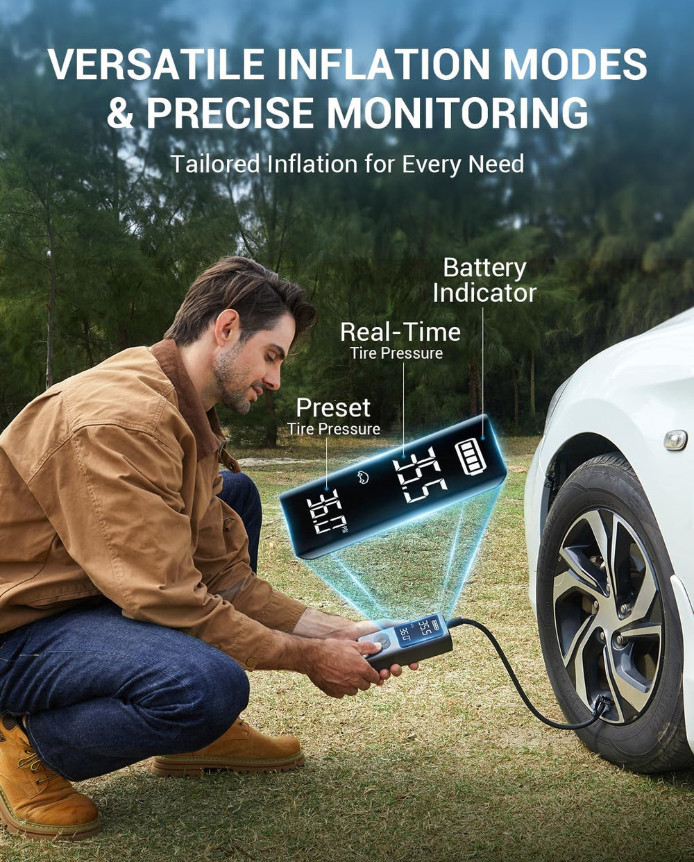 AVAPOW Portable Tire Inflator, 150 PSI Cordless Air Compressor