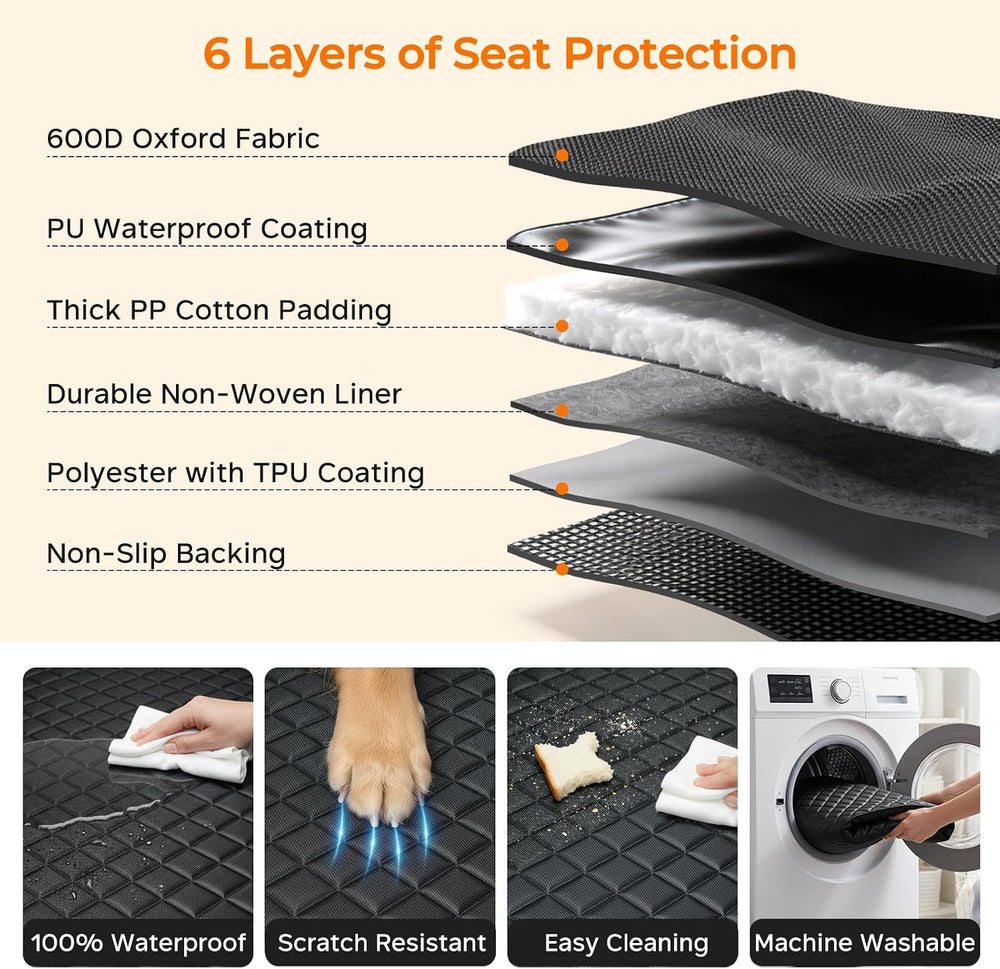URPOWER Dog Car Seat Cover for Back Seat, Waterproof Car Seat Protector