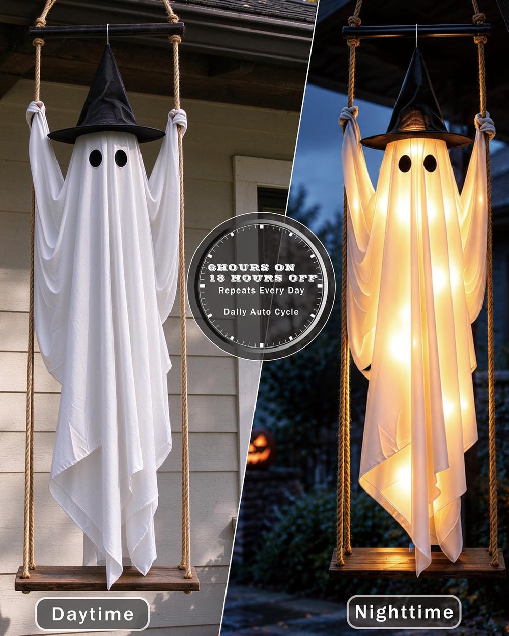 5.2FT Large Halloween Hanging Swing Ghost Decorations Outdoor Pre-Assembled