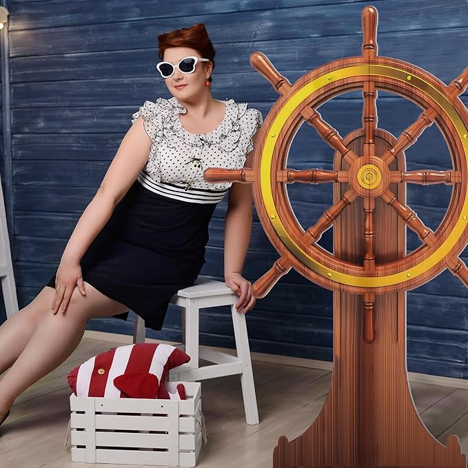 4 Feet Pirate Nautical Party Decorations Halloween Ship Wheel Cardboard Cutou...