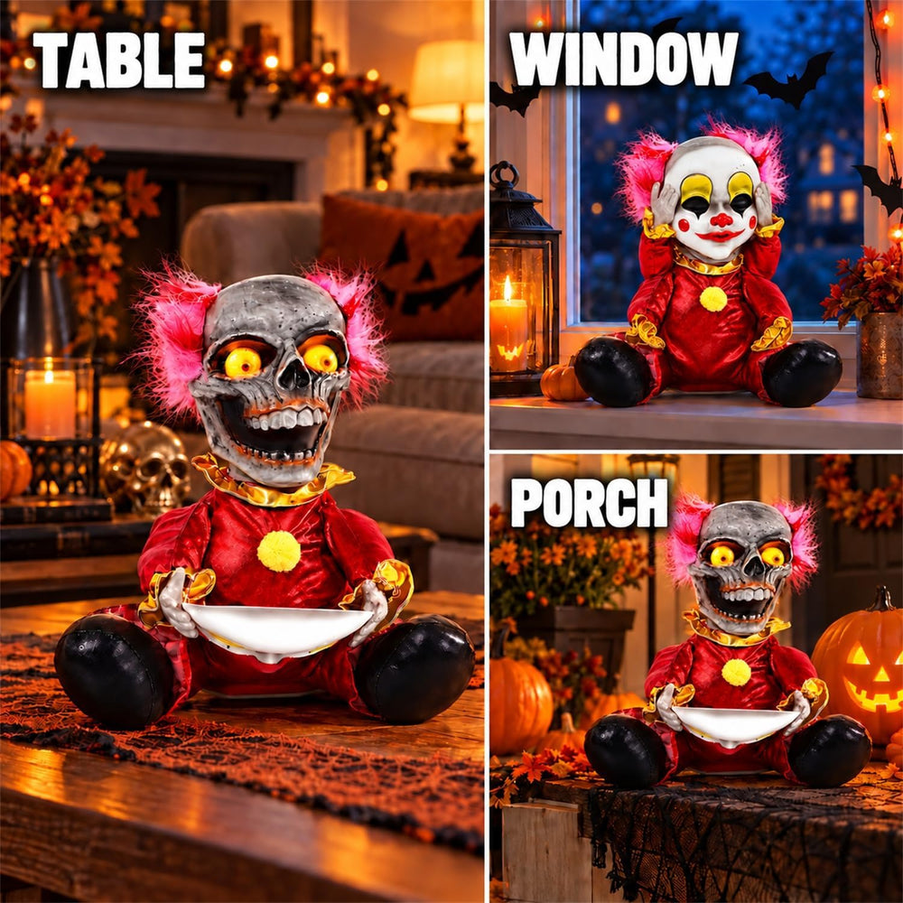 Quntis 13Inch Halloween Animatronic Clown with Sound & Touch Activated, F...