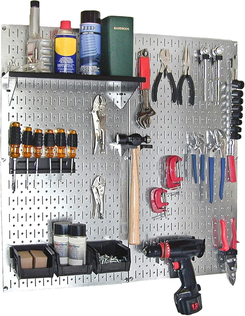 Wall Control 30-WGL-200GVB Galvanized Steel Pegboard Tool Organizer, Galv/Black