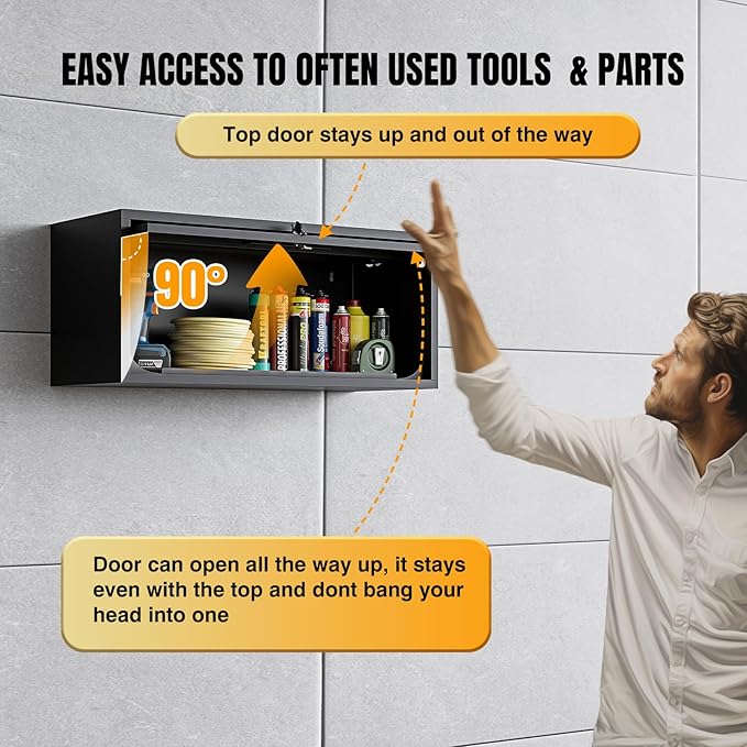 Small Wall-Mounted Locking Cabinet Metal Garage Storage Cabinet Hanging