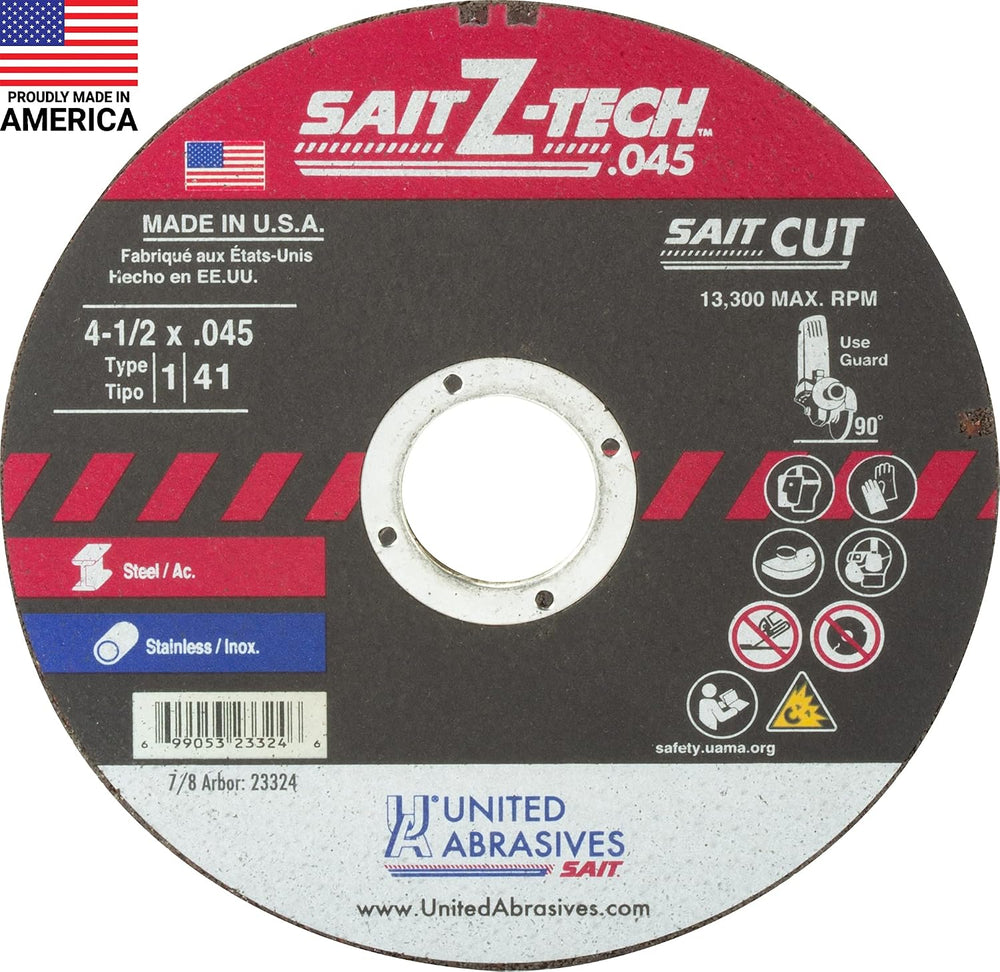 United Abrasives-SAIT 23324 Type 1 4-1/2-Inch x .045-Inch x 5/8-Inch 13300 Ma...