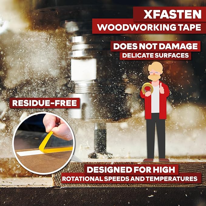 XFasten Bulk Double Sided Woodworking Tape 1-inch 1, 296-Feet Total (12-Pack)