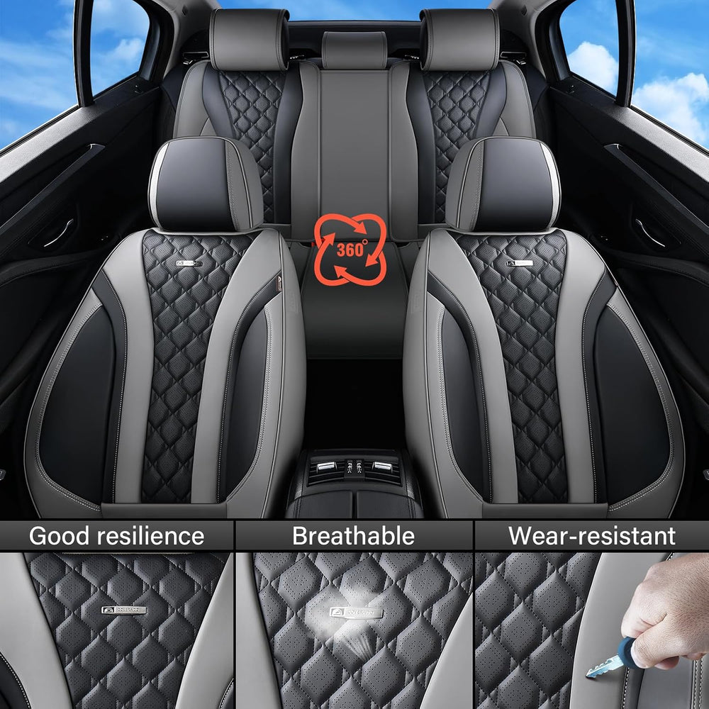 Coverado Car Seat Covers, Seat Covers Full Set, Gray and Black Car Seat Cover...