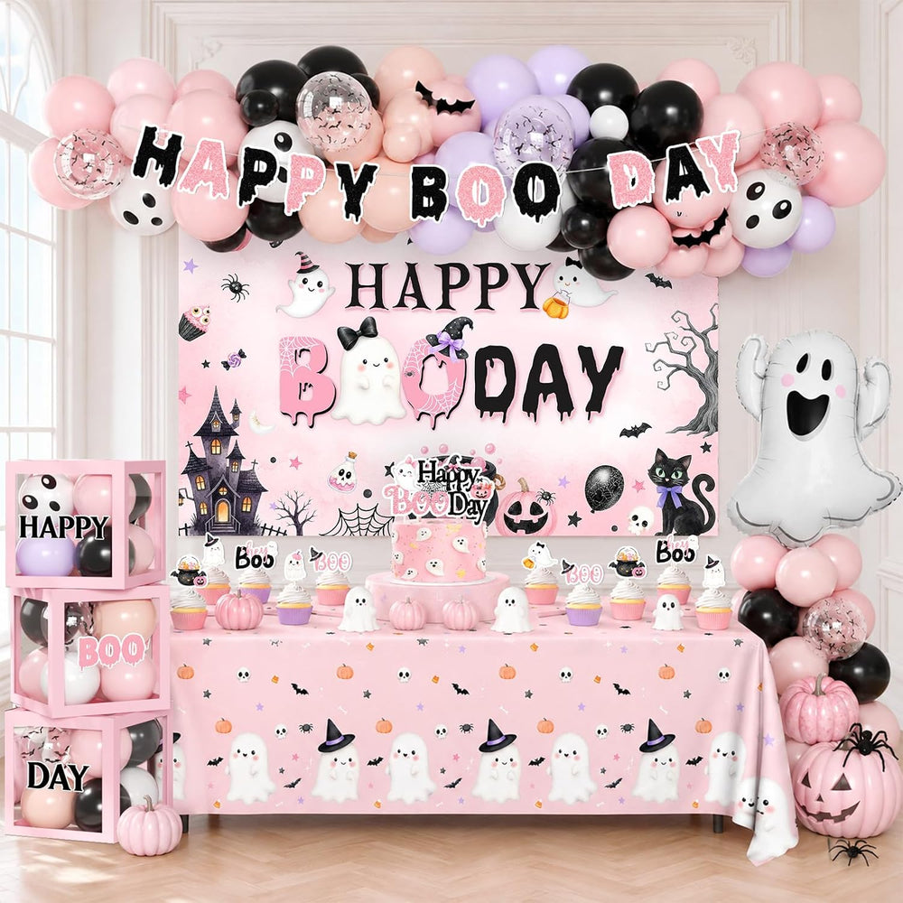 Pink Halloween Party Decorations Kit Halloween Happy Boo Day Birthday Party