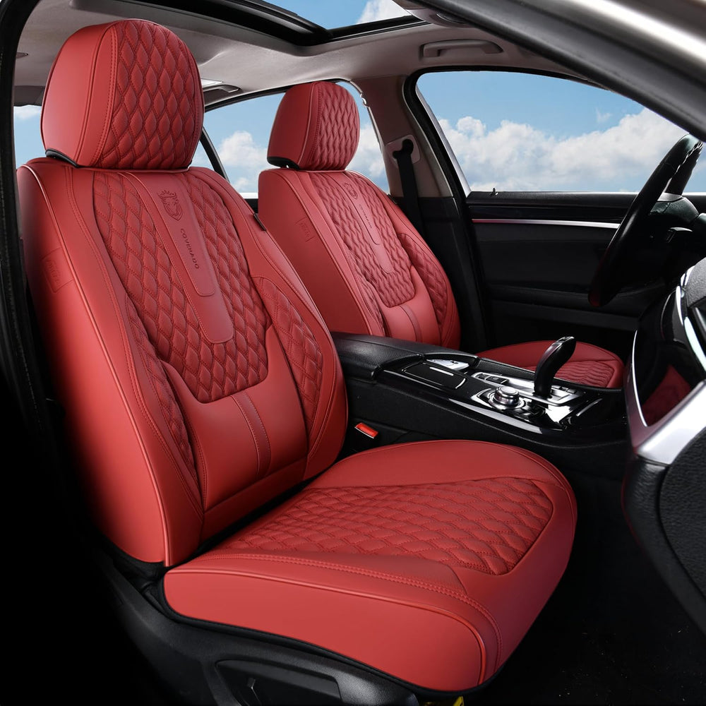 Coverado Car Seat Covers Full Set, Red Seat Covers for Car with Lumbar Suppor...