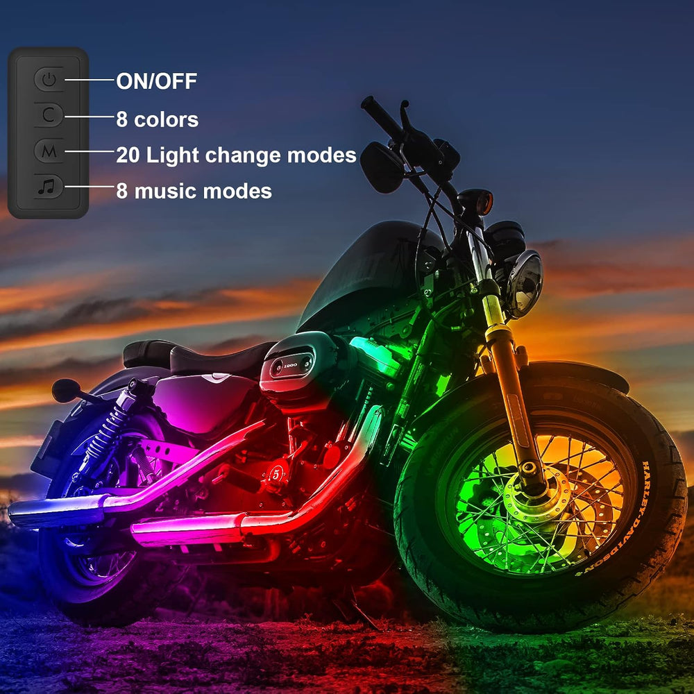 10Pcs Motorcycle LED Underglow Kit APP for Harley Honda Suzuki