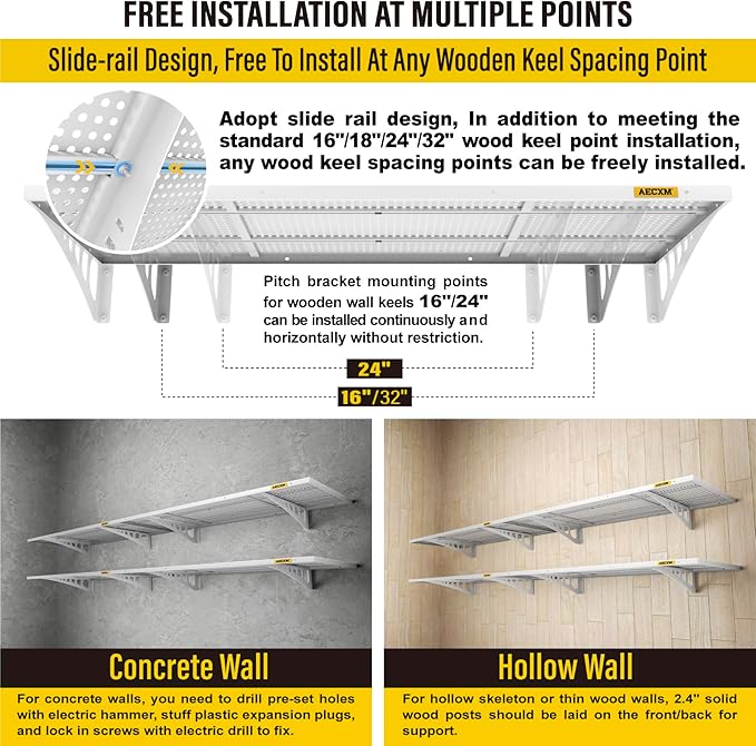 4-pack 1.64x4ft Adjustable Garage Wall Shelving 1120lbs Load Capacity Heavy