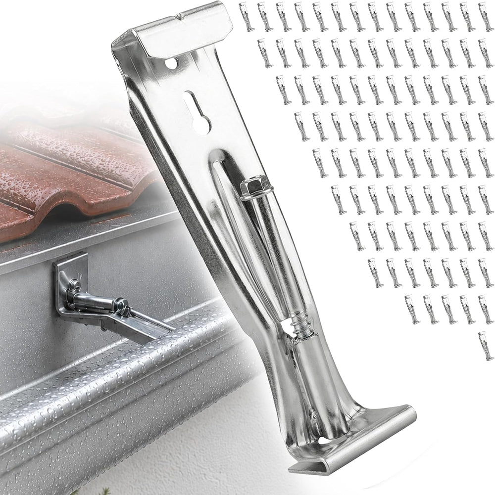 Gutter Hangers 5 Inch, 100 Pack Hidden Brackets with Pre-Inserted Screws