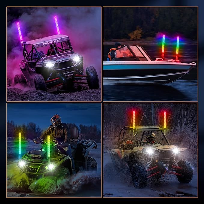 2PCS 4FT Fat Whip Lights for UTV ATV