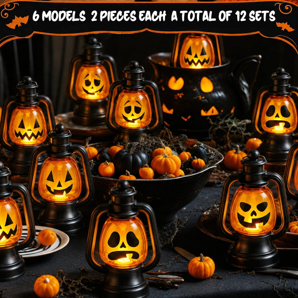 ROCEEI 12 Pcs Halloween Mini Pumpkin Lantern 6" Jack O Lantern