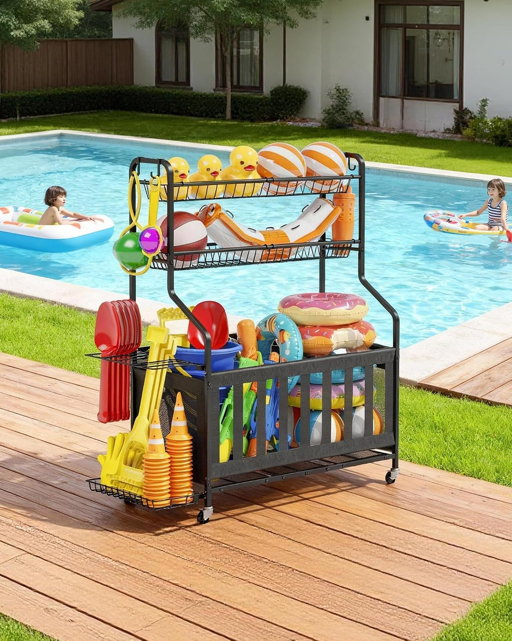 Kitsure Sports Equipment Organizer with Wheels, Garage Ball Storage, 45.6"H