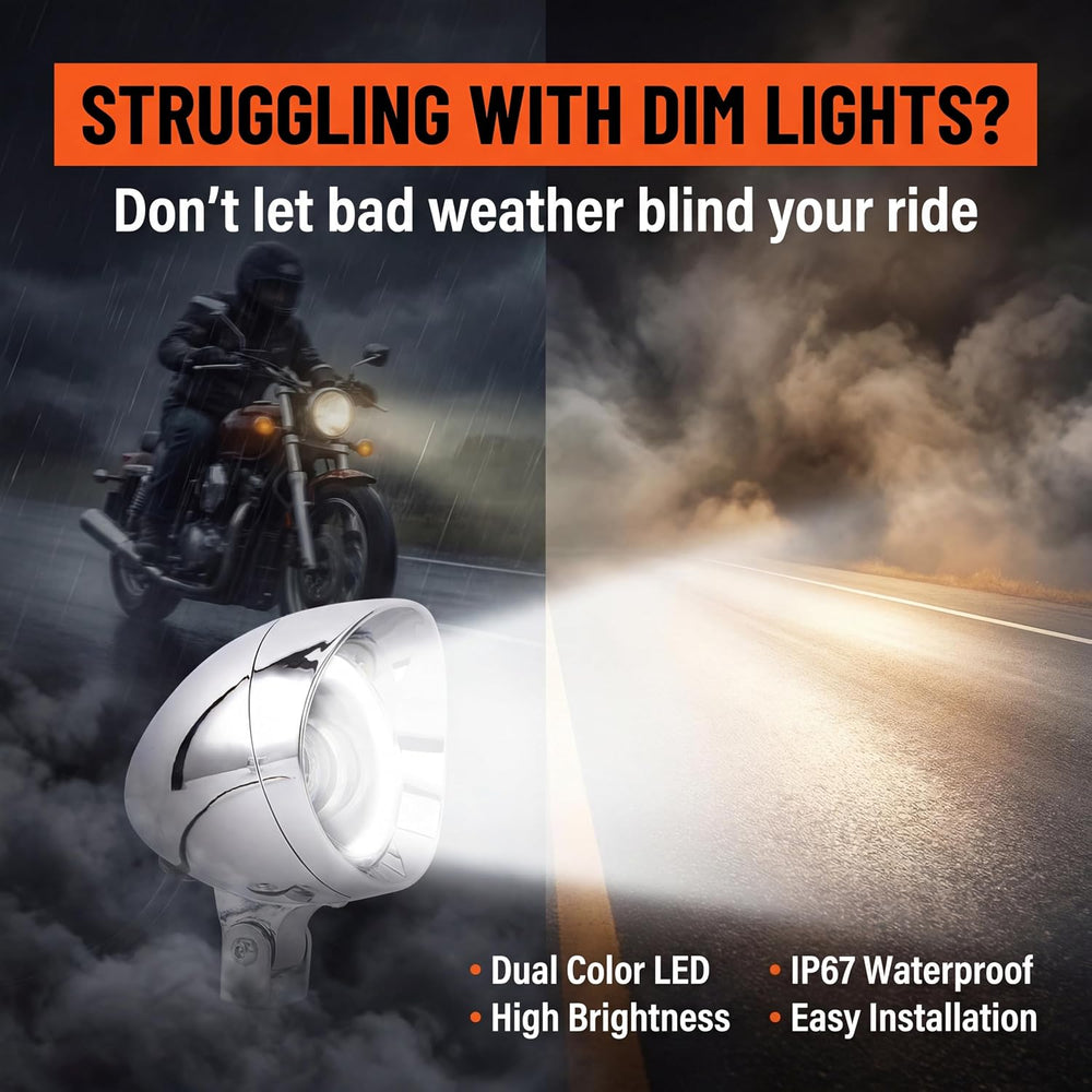4.5 Inch 2 Pcs Chrome LED Motorcycle Fog Passing Lights