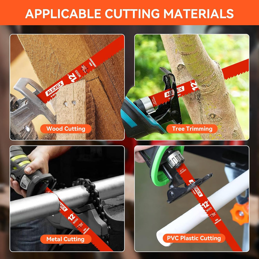 25 Pack 12 Inch 4/6 TPI Reciprocating Saw Blades for Wood and Nail-Embedded W...