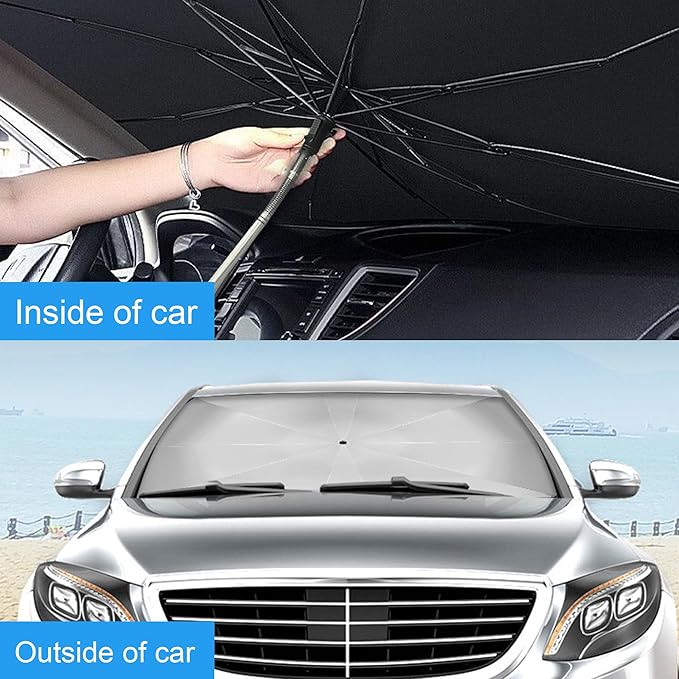 Windshield Sun Shade Umbrella, Portable Foldable, Spring Structure Wind Shield
