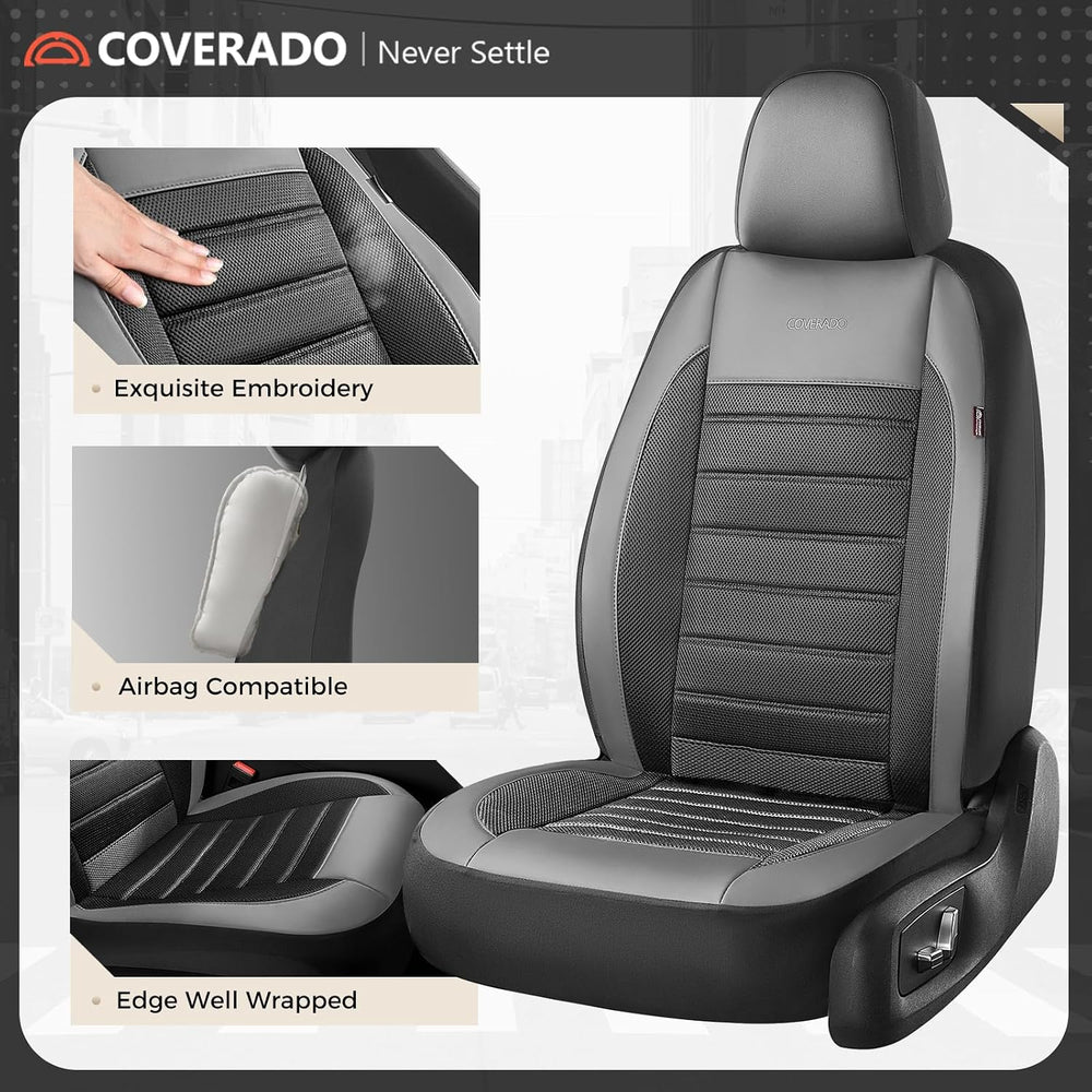 Coverado Car Seat Covers Front Seats, Luxury Leather Car Seat Covers, Automot...
