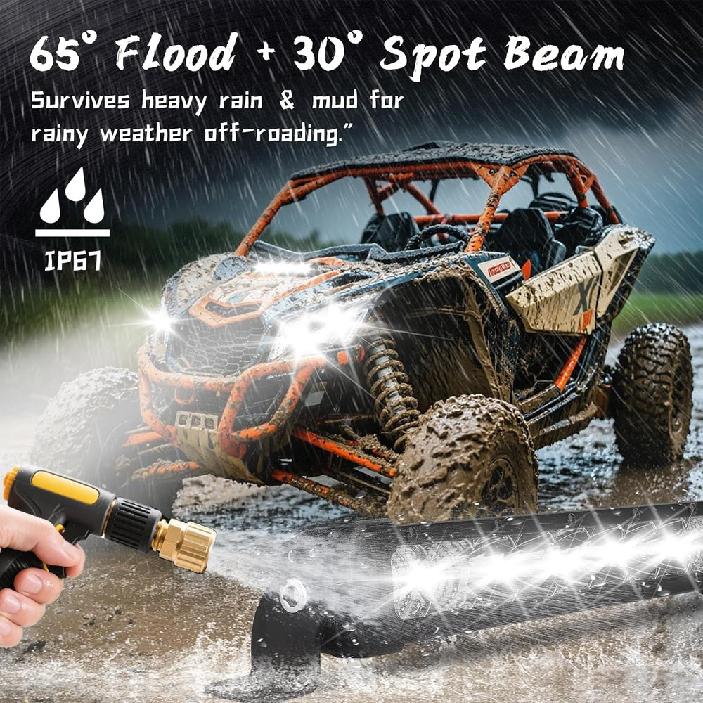 Can Am X3 Light Kits for Shock Tower Hood Mount, 50W Spot Flood Combo Beam wi...