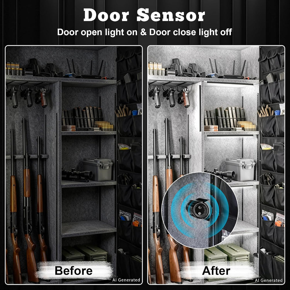 Door Activated Gun Safe Light Kit, 5000K Linkable Light Bars with Power Adapt...