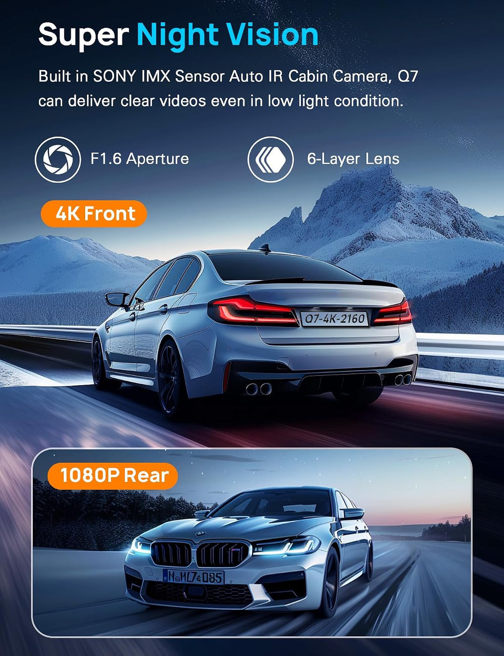 Navycrest 4K Dash Cam Front and Rear, Built-in 5G WiFi, Dash Camera for Cars ...