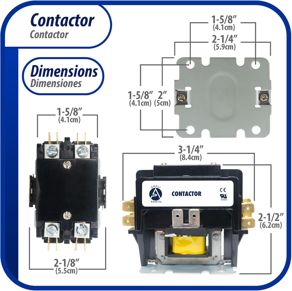 Appli Parts APAC-220120 Heavy Duty Contactor 2 Poles 20A 120V Coil Replacemen...