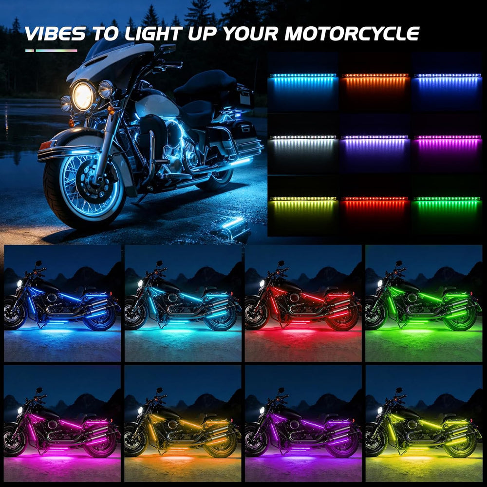Nilight - TL-35 12PCS Motorcycle RGB Led Light Kit Waterproof Multi-Color Atm...