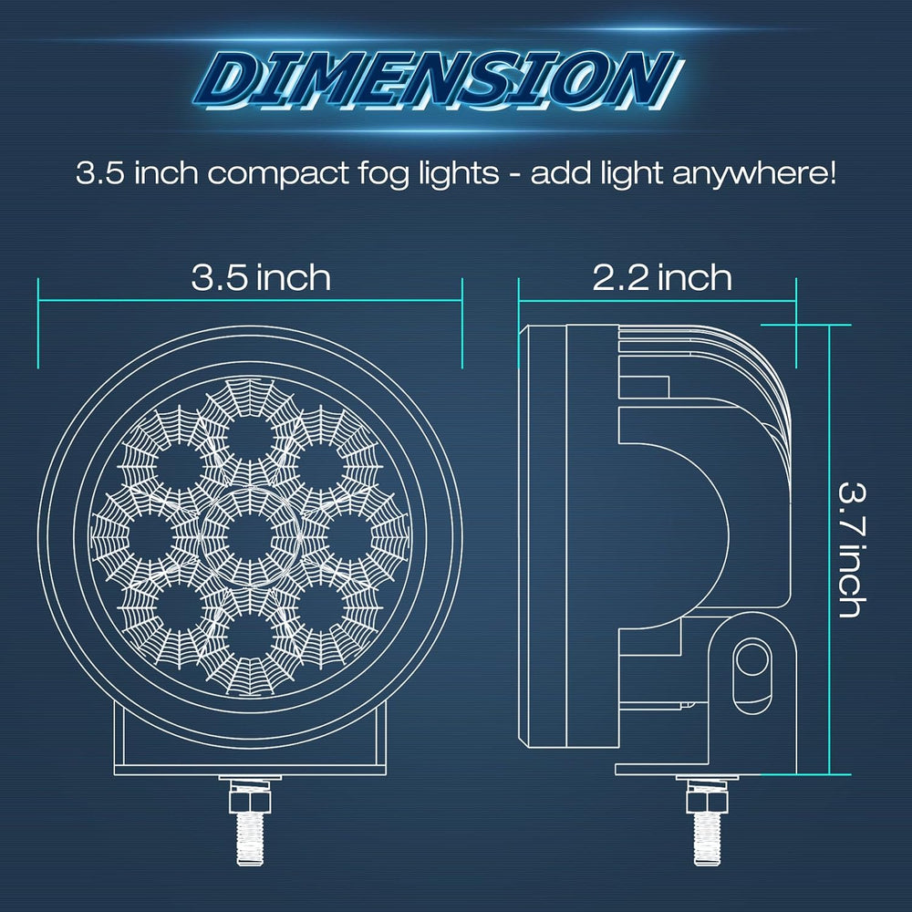 Round LED Pods Yellow, Niwaker 2PCS 54W 3 Inch Fog Lights Off Road Lighting A...