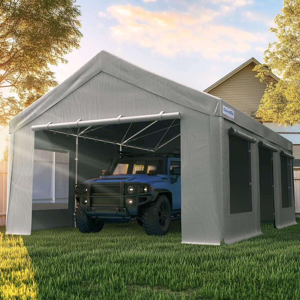 Quictent 10x20 ft Carports with Side Zipper Doors