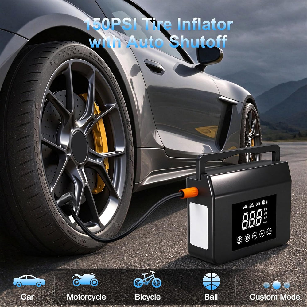 4000A Portable Car Battery Jump Starter with Air Compressor,150PSI Tire Infla...