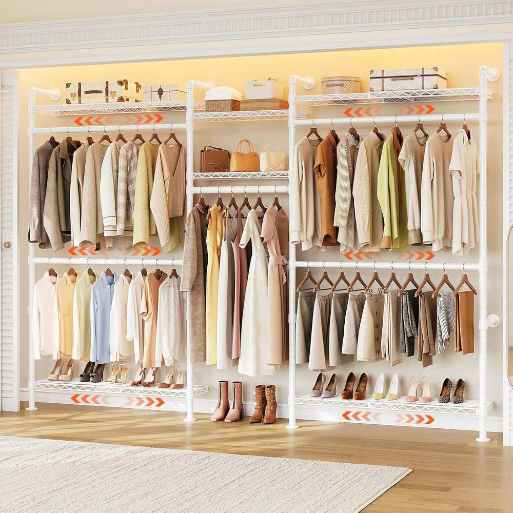 ONBRILL H3 Plus Expandable Wall Mounted Closet System Clothes Rack White