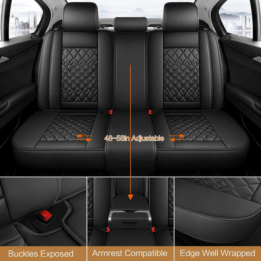 Pariitadin Leather Car Seat Covers Full Set, Waterproof Breathable Faux Leath...