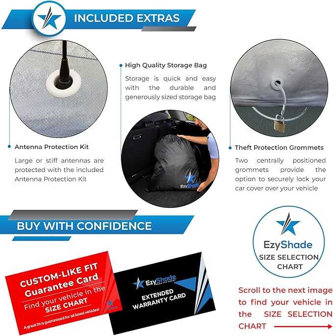 EzyShade 10-Layer SUV Car Cover Waterproof All Weather. See Vehicle Size-Chart
