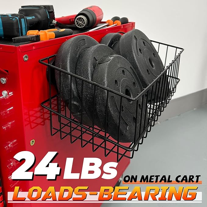 ULIBERMAGNET Magnetic Baskets, Large Capacity Metal Wire Mesh Basket Holder (...