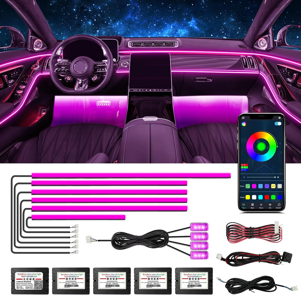 Acrylic Interior Car Lights, Car Accessories 10 in 1 Car LED Strip Lights wit...