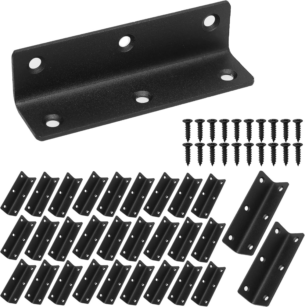 30 Pack 4" Black Heavy Duty Shelf Brackets, 100mm Length Braces