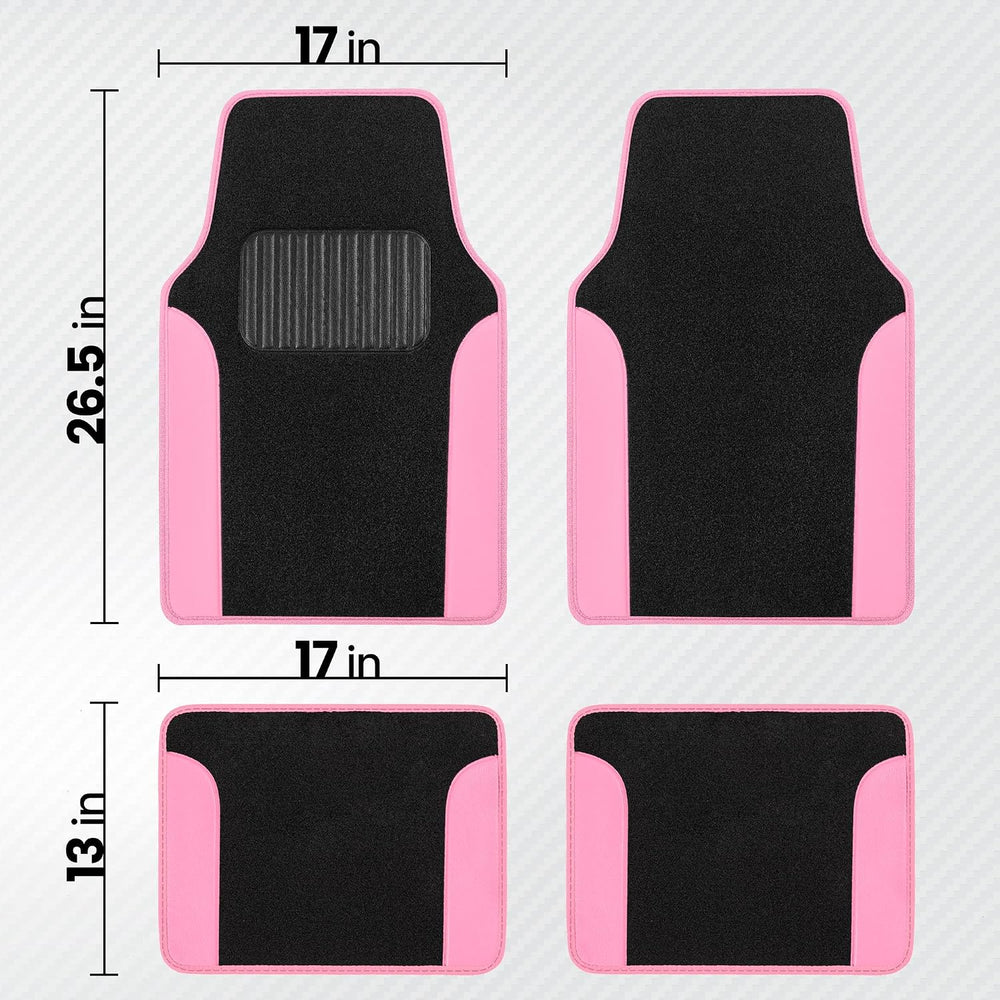 BDK PolyPro Pink Car Seat Covers Full Set with 4-Piece Car Floor Mats - Two-T...