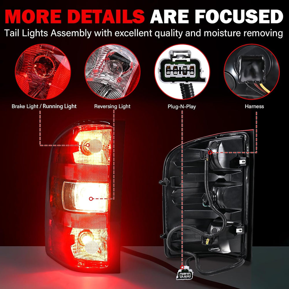 Tail Lights Assembly for Chevy Silverado 1500 2500 3500 2500HD 3500HD 2007 20...