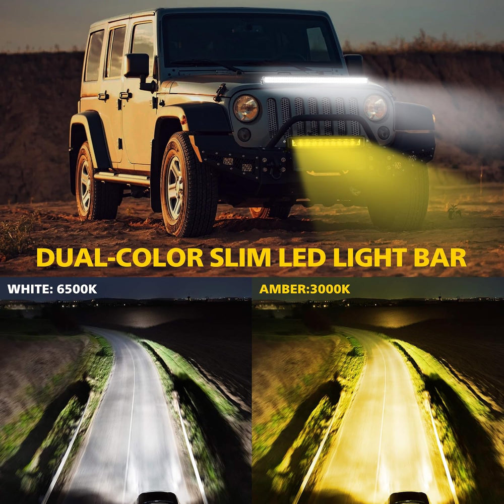 4WDKING Dual Color Slim LED Light Bar 22 Inch Fog Lights for Offroad Trucks