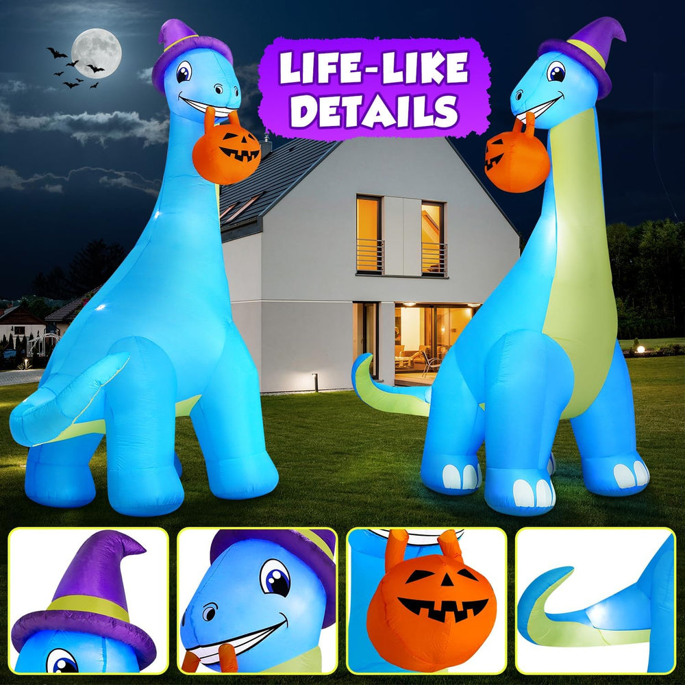 zukakii 13Ft Giant Halloween Inflatable Decorations Dinosaur, Build-in LEDs &...