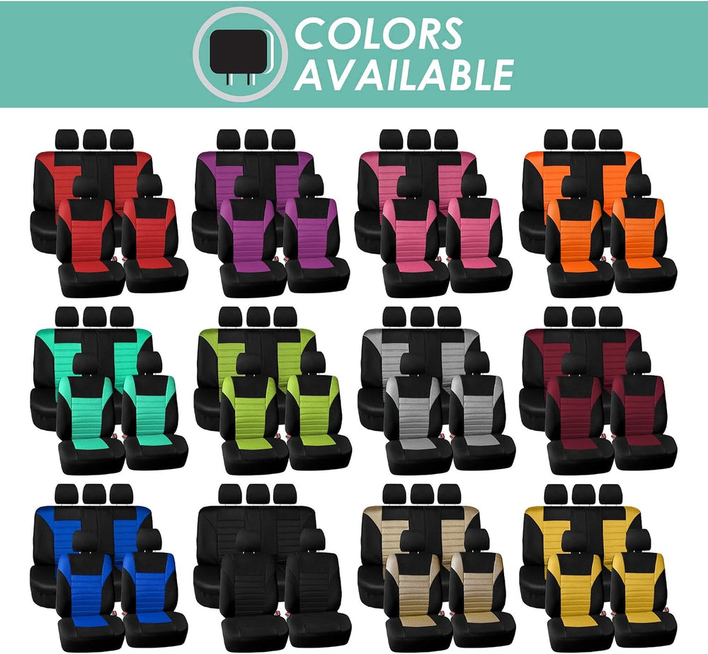 FH Group Automotive Car Seat Covers Full Set Premium 3D Air Mesh Front Seat C...