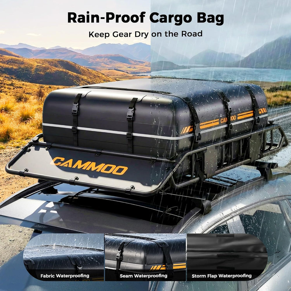 CAMMOO 54"x34" Roof Rack Basket, Removable Fairing & Support Ba...