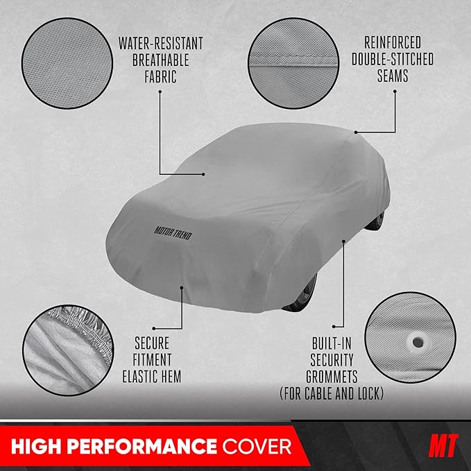 Motor Trend Breathable Lightweight Car Cover, Anti-Moisture Build-Up