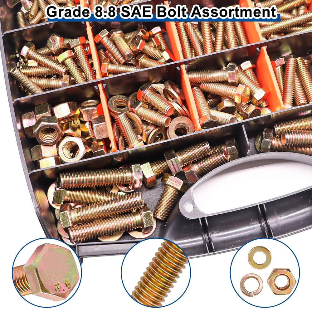 Taiss Grade 8.8 Bolts and Nuts Assortment Kit,1/4-20,5/16-18,3/8-16,1/2-13 He...