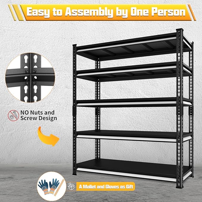 48" W Garage Shelving Heavy Duty, 2800LBS Loads Adjustable Garage Storage